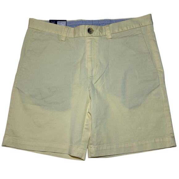 Nick Graham Modern Fit Stretch Chino Sport Shorts Mens 34 Flat Front Yellow - Picture 1 of 6